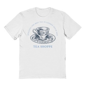 Rerun Island Women's Tea Shoppe Short Sleeve Oversized Graphic Cotton T-Shirt - 1 of 3