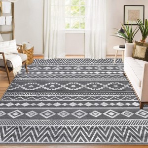 Soft Washable Area Rug, Non-Slip Boho Modern Carpet, Pet Friendly Floor Rug for Living Room Bedroom - 1 of 4