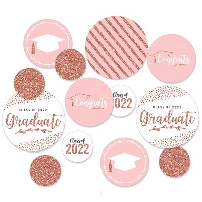 Big Dot of Happiness Rose Gold Grad - 2022 Graduation Party Giant Circle Confetti - Party Decorations - Large Confetti 27 Count