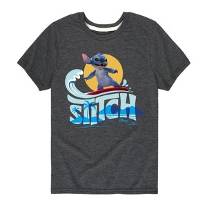 Boys' - Lilo And Stitch - Stitch Surfing Short Sleeve Graphic T-Shirt - 1 of 3
