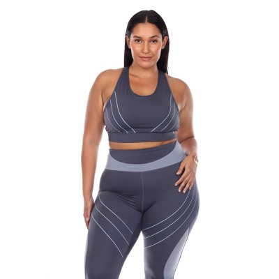 Plus Size Cut Out Back Mesh Sports Bra - White Mark