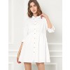 INSPIRE CHIC Women's 3/4 Sleeve Button Front Solid Color Flare Mini Shirt Dress - 3 of 4