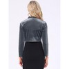 INSPIRE CHIC Women's Velvet Long Sleeve Shawl Neck Open Front Cropped Bolero Cardigan - 3 of 4