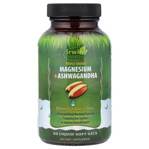 Irwin Naturals Triple Source Magnesium + Ashwagandha, 60 Liquid Soft-Gels - 1 of 4