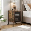 VECELO Nightstand with Pull-Out Tray and 2 Tier Storage Shelf, Steel Frame Side/End Table for Small Spaces, Brown - 4 of 4