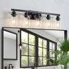 31" Modern Black 5-Light Bathroom Vanity Light Fixture, Industrial Wall Sconce with Clear Glass Shades for Mirror, Bathroom, Bedroom (No Bulbs) - 3 of 4