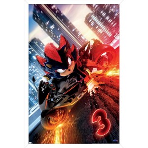 Trends International Sonic The Hedgehog 3 - Shadow Motorcycle One Sheet Framed Wall Poster Prints - 1 of 4