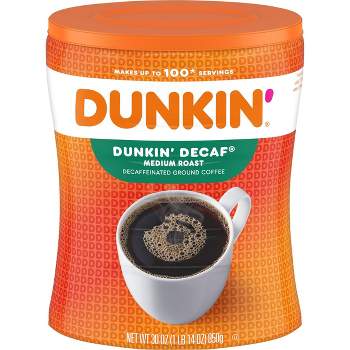 Dunkin Canister Decaf Medium Roast Coffee- 30oz