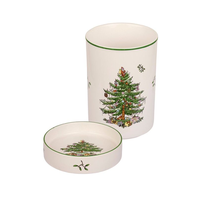 Spode Christmas Tree Wine Chiller & Coaster SetChiller: 6" H x 4.4" D/ Coaster: 1" H x 4.9"D, 4 of 5
