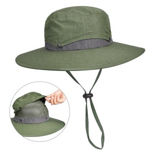 Womens Mens Structured Wide Brim Sun Hat with Removable Crown, Packable Boonie Hats - Tirrinia - 1 of 4