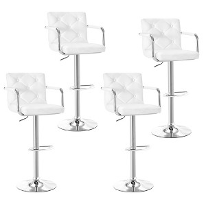 VECELO Set of 2/4 Bar Stools Adjustable Swivel Counter Stools with Back and Arms,  Modern PU Leather for Home Kitchen Stools - 1 of 4