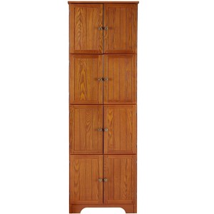 Vynxaria 72.4" Tall Storage Cabinet in Oak - 8 Doors, 4 Shelves, Freestanding Bookshelf for Living Room, Kitchen, Dining Room, and Office. - 1 of 4