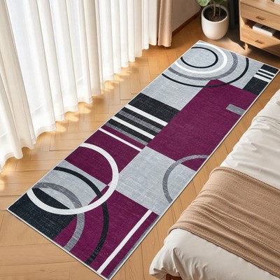 Washable Rugs for Living Room Modern Geometric Area Rug Circles Pattern Rug Stain Resistant Low Pile Accent Rug