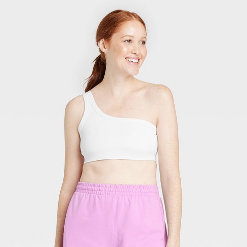 Women's Light Support Brushed Sculpt Asymmetrical Sports Bra - All In  Motion™ White 4x : Target