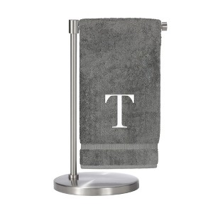 BC BARE COTTON Monogrammed Bath Towel, Personalized Gift, Set of 2 - Gray - Silver Block - 1 of 4