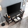 Chic Crate-Modern Media Console – Curved Leg TV Stand w/ Metal Glides & Square Handle, Divided Shelf & Cubbie Storage, Multi-Room Furniture - 3 of 4