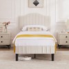 VECELO Bed Frame, Upholstered Platform Bed with Soft Teddy Fabric Adjustable Headboard, Beige/Gray - 3 of 4