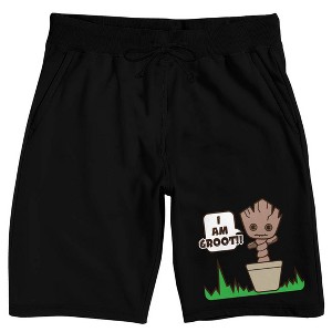 Marvel Kawaii I Am Groot Men's Black Lounge Shorts - 1 of 4