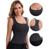 INSPIRE CHIC Women's Wide Straps Square Neck Unpadded Long Airplane Slimming Solid Tank Undershirts - 3 of 4