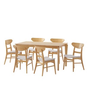 Christopher Knight Home Amesbury Wood and Fabric 7 Piece Dining Set - 1 of 4