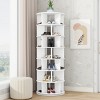 Φ23.6'' Rotating Shoe Rack Tower, 7-Tier Spinning Shoe Shelf With 5 Grids Per Layer, 360° Revolving Shoe Carousel Closet Organizer-Cuddlewood - 2 of 4