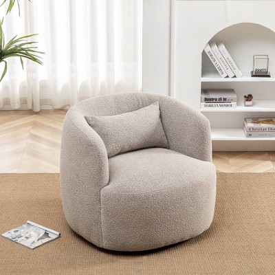 Boucle Upholstered Swivel Armchair - Kinwell