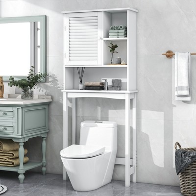 Over The Toilet Storage Cabinet, Over Toilet Bathroom Organizer With Adjustable Shelf, Freestanding Cabinet