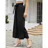 Women's Wide Leg Pants Elastic High Waisted Lightweight Palazzo Pants with Pockets Tie Casual Summer Pants - 4 of 4