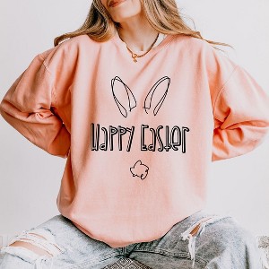 Simply Sage Market Women's Lightweight Garment Dyed Graphic Sweatshirt Happy Easter - 1 of 3