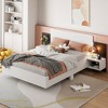 Okak Queen Floating Platform Bed Frame with Bedside Nightstand Bed with LED Lights Strong Wood Slats No Springs Required Easy to Assemble, White - 2 of 4