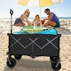 HTUTWOO Utility Collapsible Wagon Cart, Adjustable Handle & Cup Holders, Heavy Duty 400 lbs, All-Terrain Quiet Wheels - 2 of 4