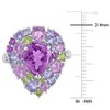 EVERLY JEWELRY |Sterling Silver 0.02 CT TW Diamond And 4 1/3 CT TGW Tanzanite Rose de France Peridot Amethyst Cluster Ring - 4 of 4