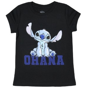 Seven Times Six Disney Lilo & Stitch Girls' T Shirt Stitch Sketch Ohana Kids Tee Black - 1 of 3