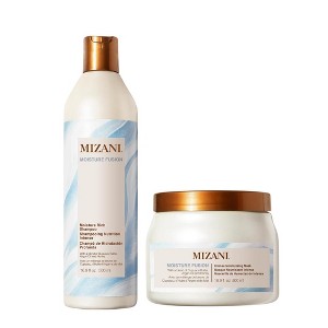 Mizani Moisture Fusion Moisture Rich Shampoo (16 oz) & Moisture Fusion Rich Mask (16 oz) | Bouncy Hair Curls | Revives Dull | DUO SET - 1 of 3