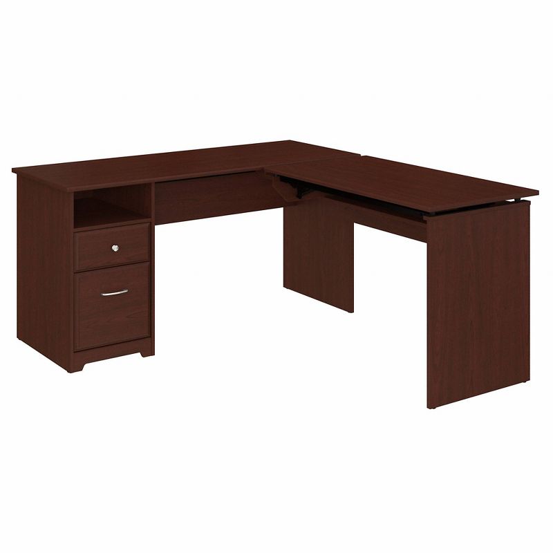 Cabot 60W 3 Position L Shaped Sit to Stand Desk Harvest Cherry - Bush Furniture, 4 of 10