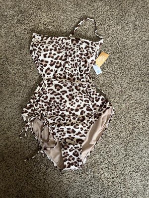 Kona Sol M Swimsuit One Piece Animal Print Leopard Classic High