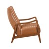1pc Accent Chair Brown Faux Leather Walnut Finish Solid Rubberwood Modern Living Room Furniture - 3 of 4