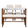 4 Piece Dining Table Set For 4-Person, 46" Faux Marble Style Rectangular Table Set With 2 Upholstered Chairs&1 Bench - 3 of 3