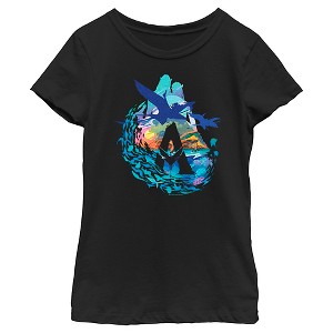 Girl's Avatar: The Way of Water Great Leonopteryx Silhouette Scenic Logo T-Shirt - 1 of 4