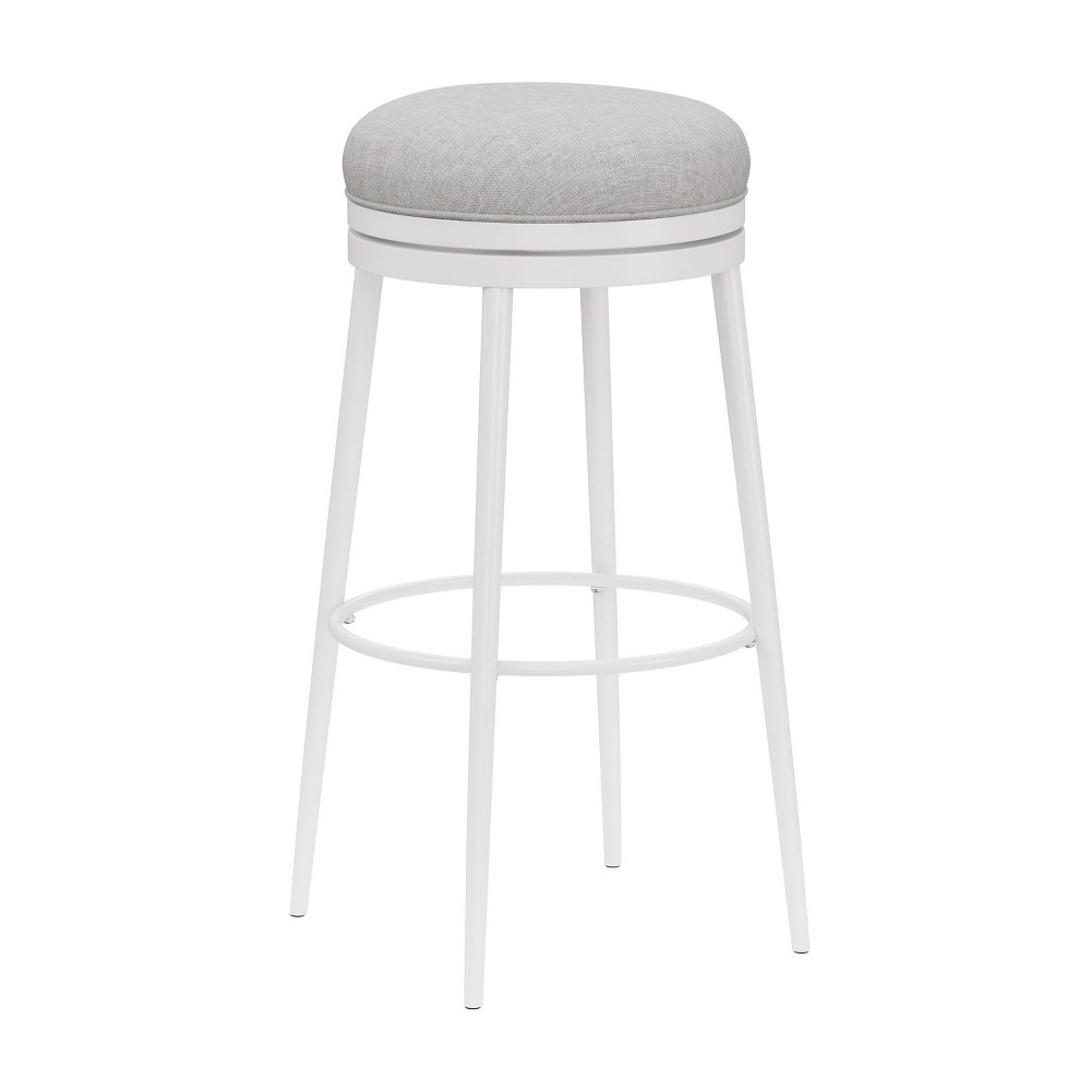 Photos - Chair Aubrie Backless 30" Swivel Barstool Off White/Silver - Hillsdale Furniture