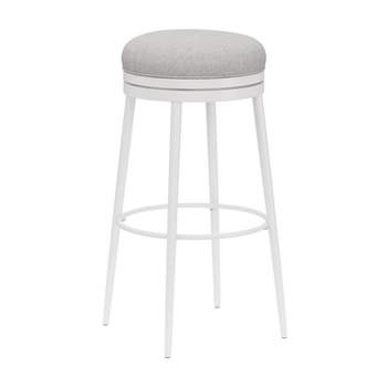 Aubrie Backless 30" Swivel Barstool Off White/Silver - Hillsdale Furniture