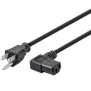 Monoprice Power Cord - 2 Feet - Black | NEMA 5-15P to Right Angle IEC 60320 C13, 16AWG, 13A/1625W, SJT, 125V Works With Most PCs Monitors Scanners and - 1 of 4