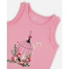 Deux par Deux Girl Organic Cotton Tank with Frills Candy Pink - 4 of 4
