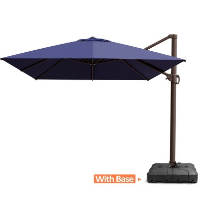 Pellebant 10'x 12.5' Patio cantilever Umbrella Heavy Duty Base Set High-strength Aluminum Pole with 360Rotation 5 Heights Adjustable