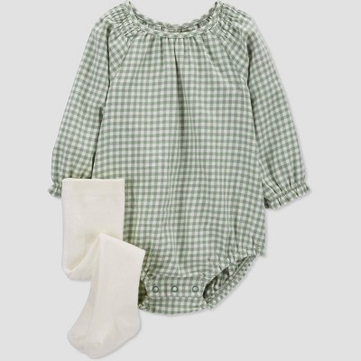 Carter's Just One You® Baby Girls' Gingham Bubble Top & Bottom Set - Green Newborn