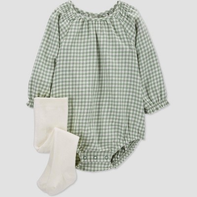 Image of Carter's Just One You® Baby Girls' Gingham Bubble Top & Bottom Set - Green 6M