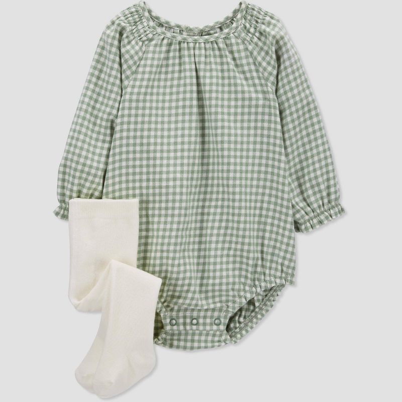 Carter&#39;s Just One You&#174; Baby Girls&#39; Gingham Bubble Top &#38; Bottom Set - Green, 1 of 6