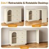 Heynemo Large Extendable Makeup Vanity Desk, Corner Vanity Table with 3 Drawer & Door, Modern Dressing Table and Chest of Drawers Combo, Beige - 4 of 4