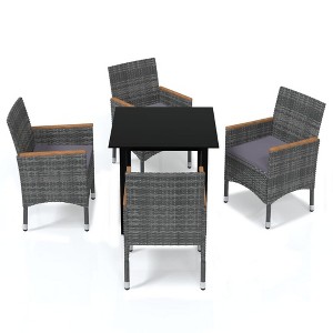 vidaXL Patio Dining Set Outdoor Dining Set Table and Chair Set Poly Rattan - 31.5" Table Length Gray and Brown 4 Piece - 1 of 4