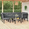 vidaXL 7 Piece Patio Lounge Set Black and Gray Poly Rattan - 2 of 4